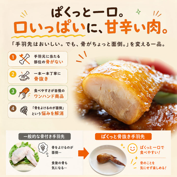 ぱくっと骨抜き手羽先照り焼き